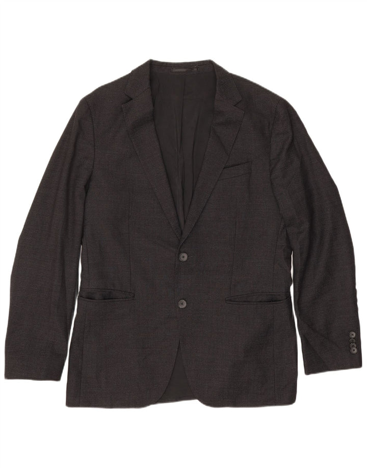 Jaqueta blazer masculina de 2 botões Hugo Boss Reino Unido 50 grande lã virgem preta