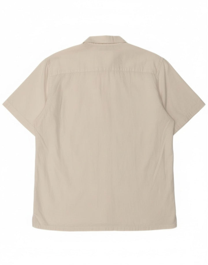 Camisa masculina Sisley manga curta regular fit médio linho branco