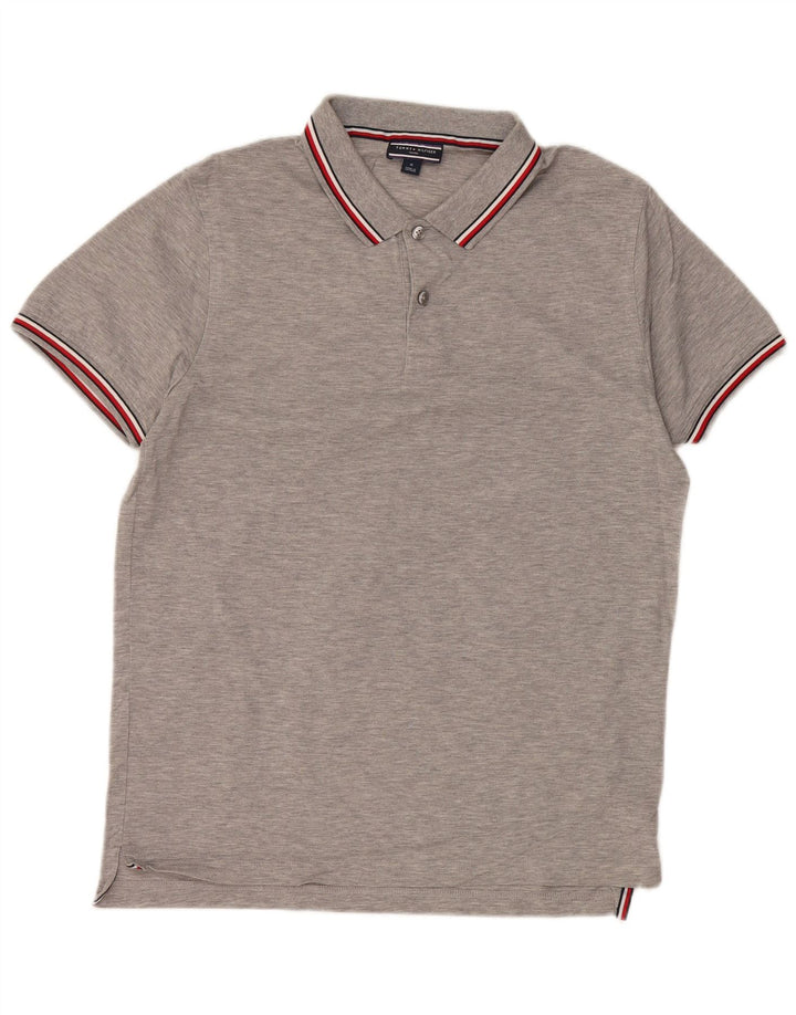 Camisa polo masculina TOMMY HILFIGER algodão cinza médio