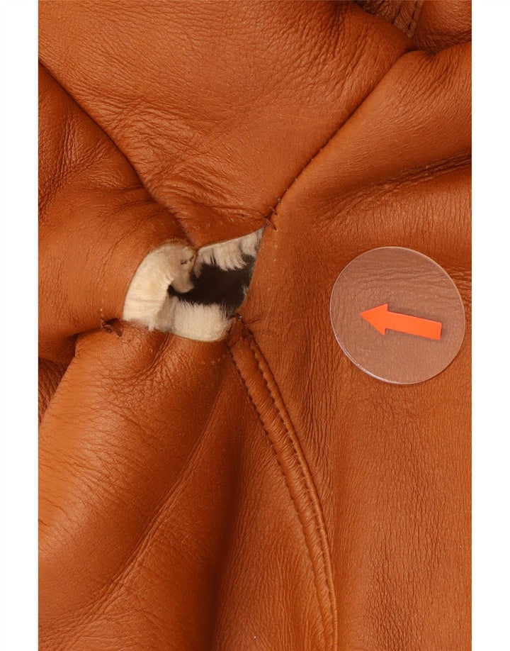 Jaqueta masculina vintage Shearling IT 48 bloco colorido marrom médio