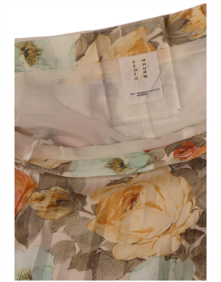 Saia plissada feminina VINTAGE EU 44 XL W32 poliéster floral multicolorido