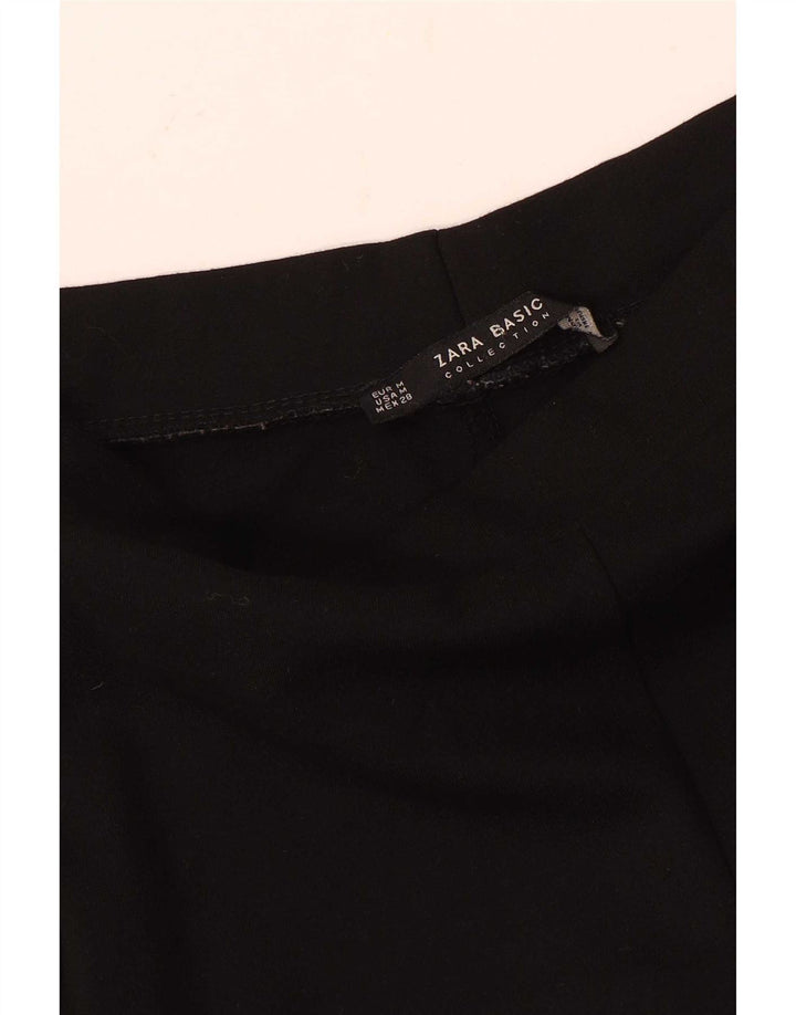 Leggings femininas Zara UK 12 listradas pretas médias