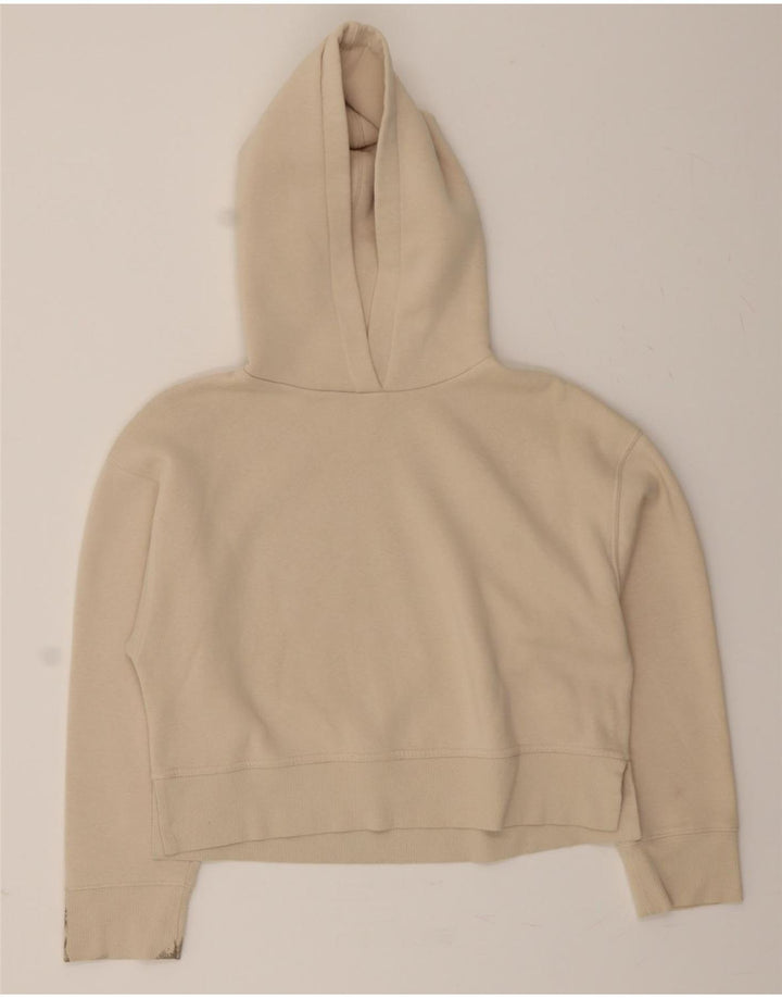 ZARA Womens Crop Oversized Hoodie Jumper UK 10 Small Off White Cotton Vintage Zara and Second-Hand Zara from Messina Hembry 