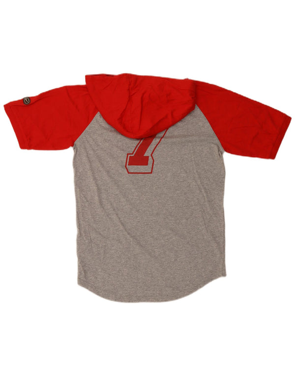 Nike Mens Hooded Graphic T-Shirt Top Medium Grey Colourblock Cotton