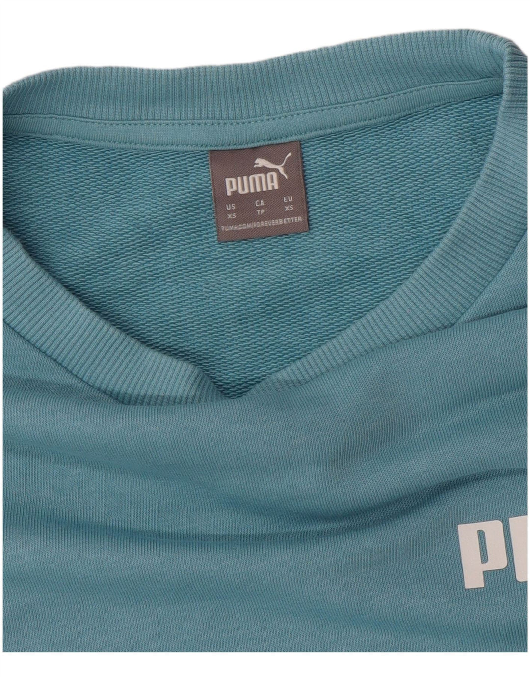 PUMA feminino oversized gráfico moletom jumper UK 6 XS azul