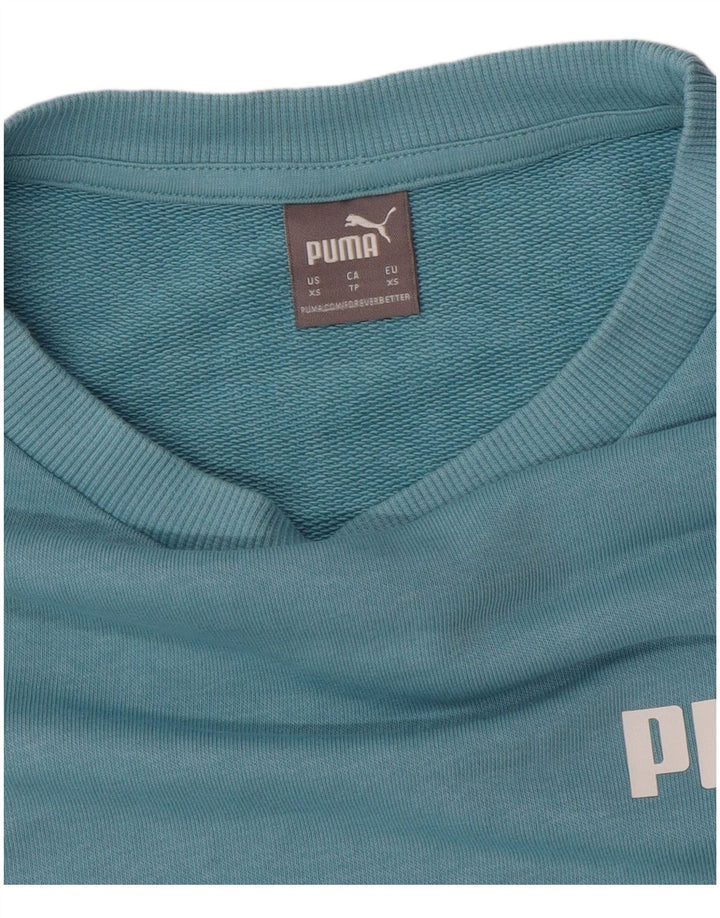 PUMA feminino oversized gráfico moletom jumper UK 6 XS azul