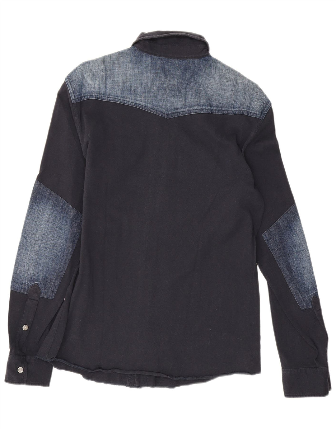 Camisa gráfica masculina Gas médio azul marinho algodão colorblock