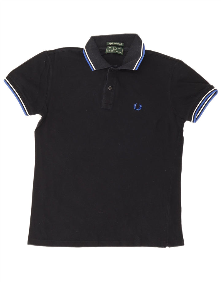 Camisa polo masculina leve e elástica FRED PERRY de algodão azul marinho médio