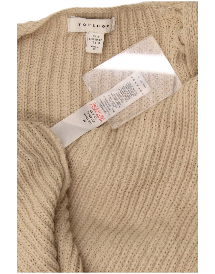 Topshop suéter feminino oversized longline aberto cardigan Reino Unido 14 médio bege