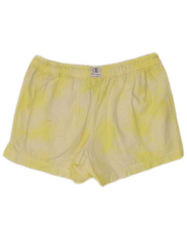 Shorts esportivos femininos Champion UK 6 XS amarelo tie-dye algodão