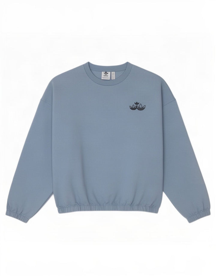 Adidas Womens Crop Oversized Moletom Jumper Reino Unido 8 Pequeno Azul Algodão