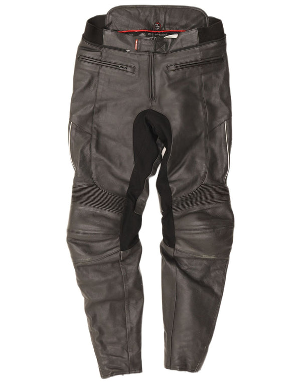 Calça masculina de couro para motociclista Hein Gericke W32 L30 preta