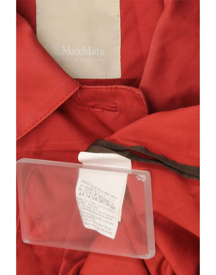 Sobretudo feminino Max Mara UK 16 grande algodão vermelho
