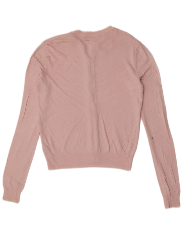 Suéter cardigã feminino Marks & Spencer Reino Unido 6 XS viscose rosa