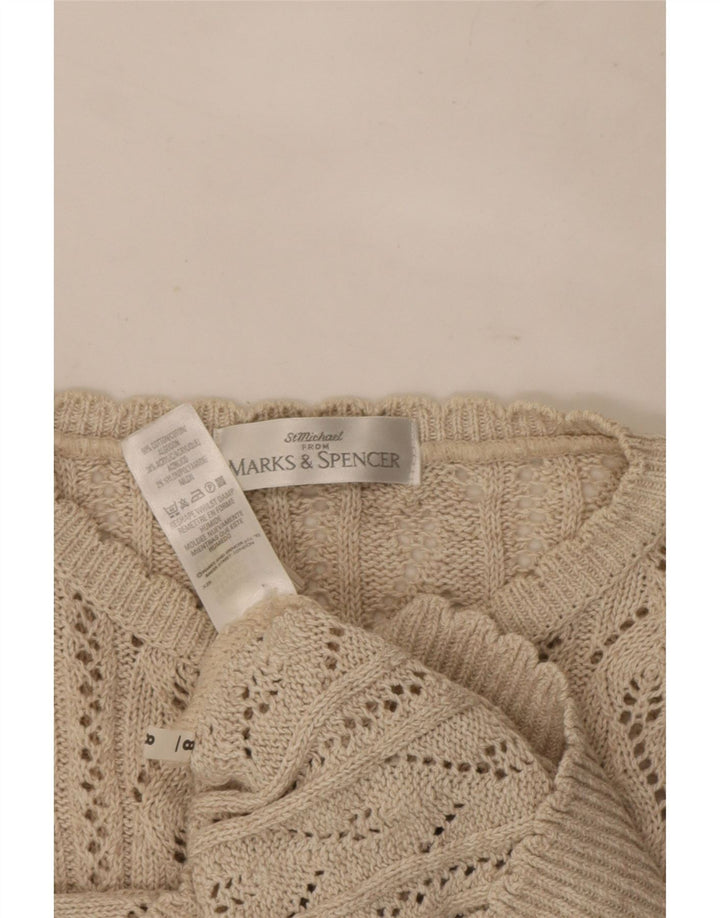 Suéter cardigã feminino Marks & Spencer Reino Unido 12 acrílico bege médio