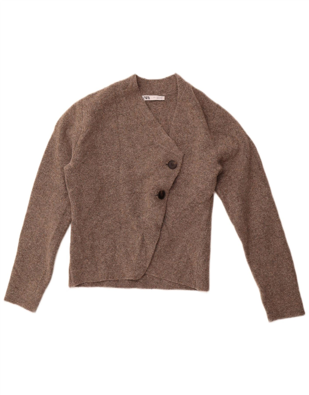 Suéter cardigã feminino ZARA Reino Unido 14 grande marrom poliamida