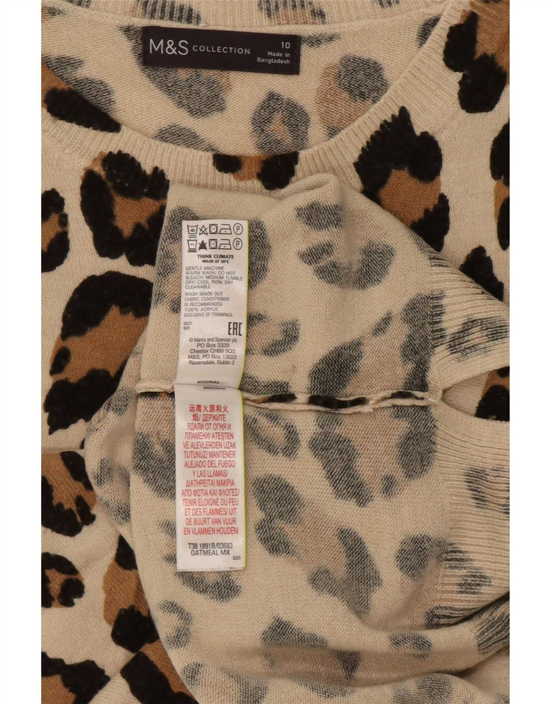 Suéter feminino Marks & Spencer com gola canoa Reino Unido 10 pequeno bege