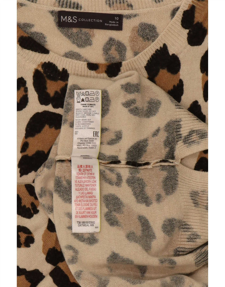 Suéter feminino Marks & Spencer com gola canoa Reino Unido 10 pequeno bege