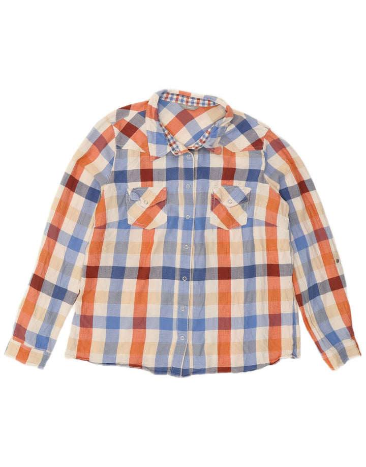 Camisa feminina de flanela Marks & Spencer UK 12 média xadrez multicolorida