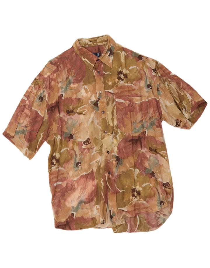 Camisa masculina de manga curta Alea grande floral multicolorida