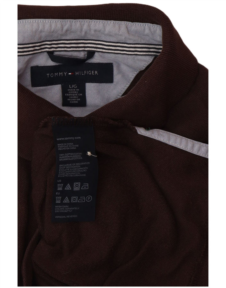 Camisa polo masculina TOMMY HILFIGER grande algodão marrom