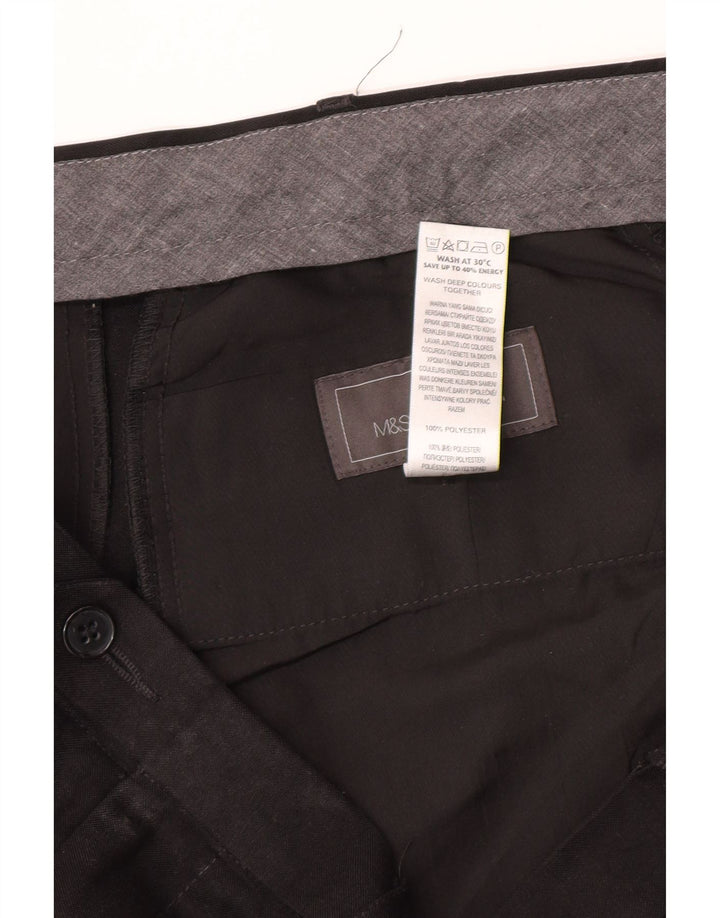 Calça masculina de ajuste regular Marks & Spencer W40 L31 poliéster preto