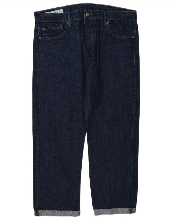 Calça jeans feminina Levi's 501 Straight W38 L27 azul marinho algodão