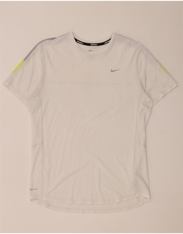 Camiseta masculina Nike Dri Fit Top médio branco colorblock poliéster