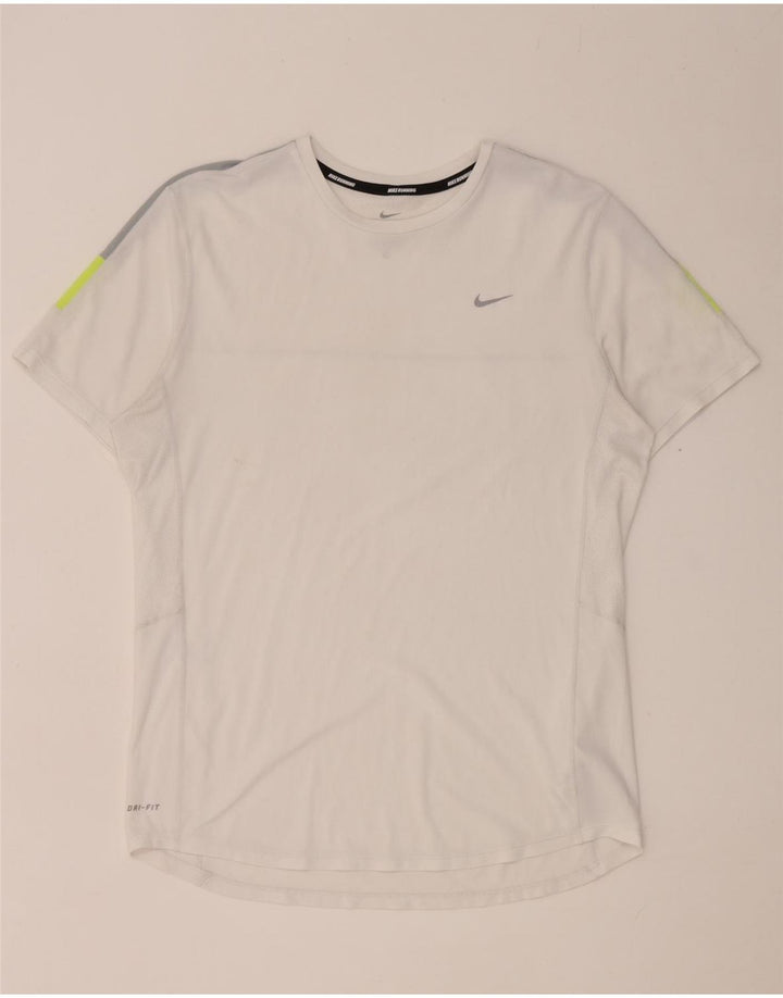 Camiseta masculina Nike Dri Fit Top médio branco colorblock poliéster