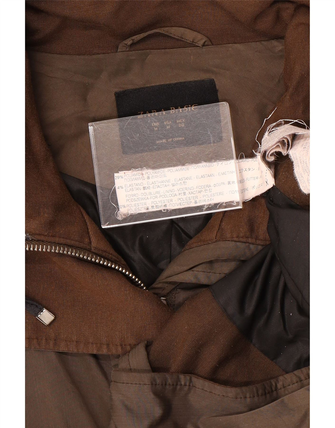 Zara Womens Parka Jacket UK 14 Médio Marrom Poliamida