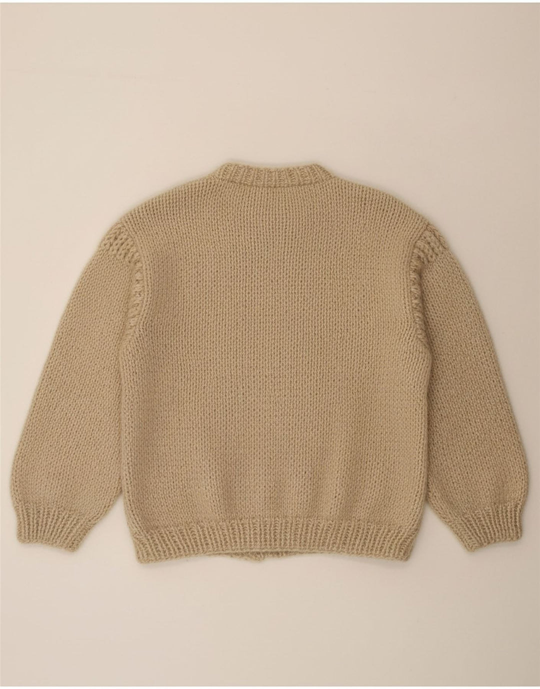 Suéter masculino VINTAGE com gola redonda grande bege