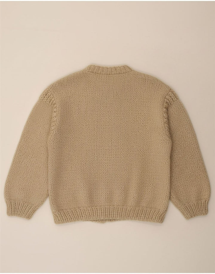 Suéter masculino VINTAGE com gola redonda grande bege