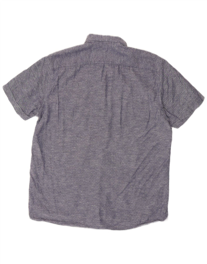 Camisa masculina de manga curta TED BAKER tamanho 3 algodão manchado azul marinho médio