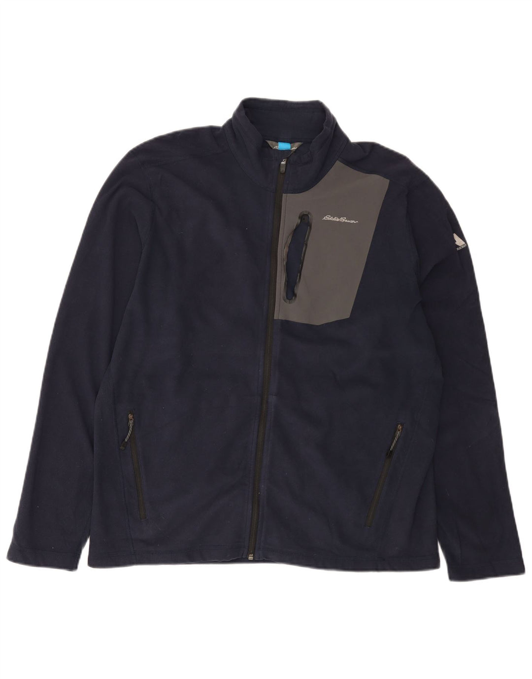 Jaqueta de lã masculina EDDIE BAUER Reino Unido 40 grande bloco colorido azul marinho
