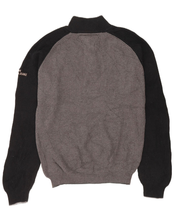 Suéter masculino Nautica com zíper e gola 2XL algodão colorblock cinza