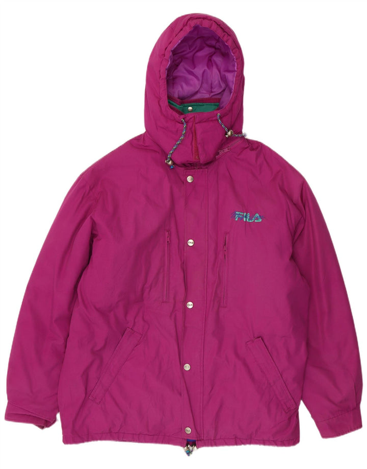 Jaqueta corta-vento masculina Fila com capuz UK 42 XL rosa poliéster