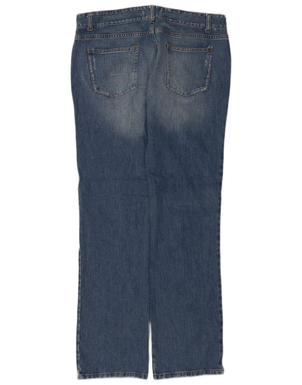 Benetton feminino jeans retos desgastados IT 48 XL W32 L34 azul algodão