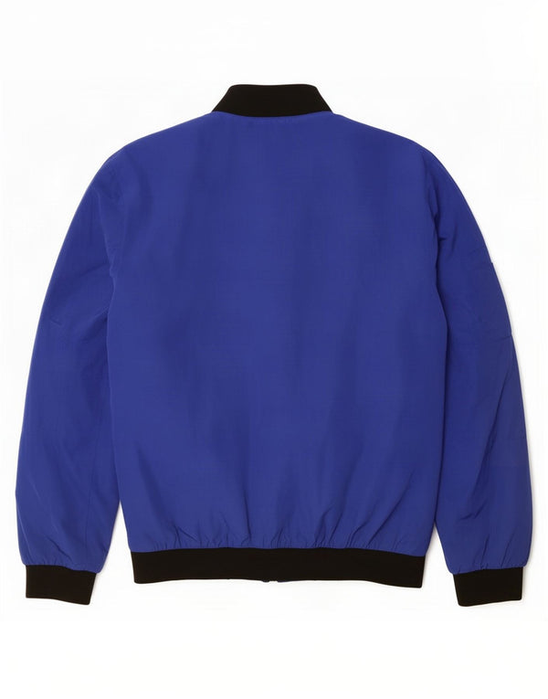 Jaqueta bomber masculina Zara UK 38 poliéster colorblock azul médio