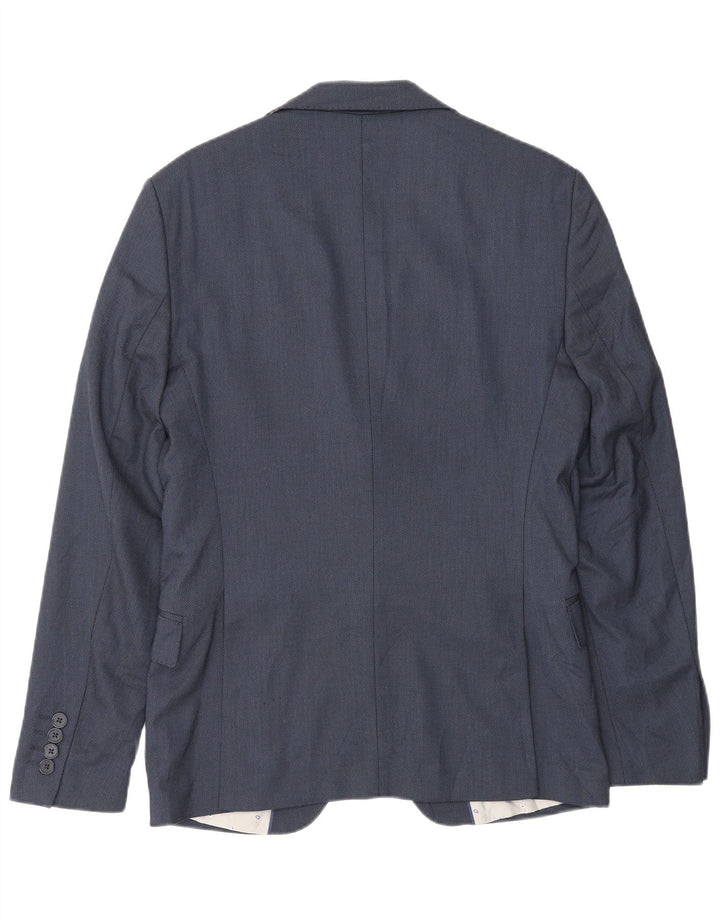 Jaqueta blazer masculina Zara com 2 botões UE 46 pequena azul marinho viscose