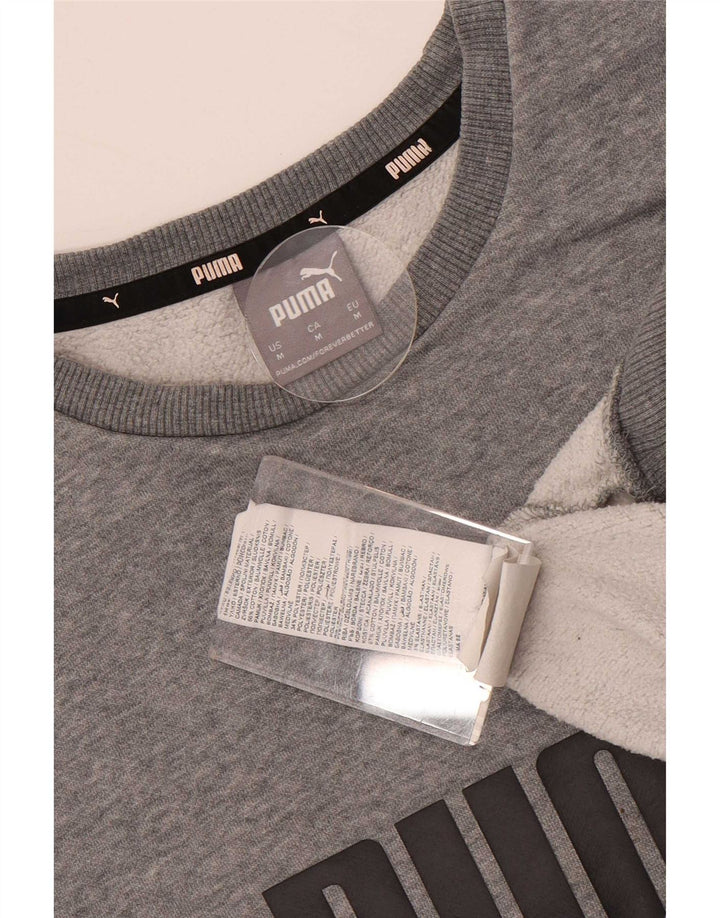 Puma Mens Graphic Moletom Jumper Médio Cinza Algodão