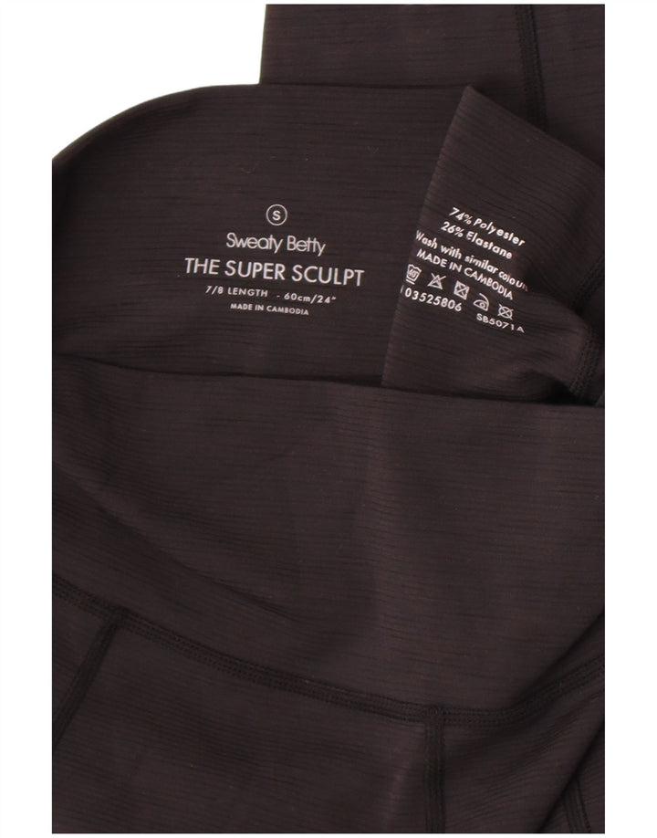 Sweaty Betty Womens Crop Leggings Reino Unido 8 Poliéster Preto Pequeno