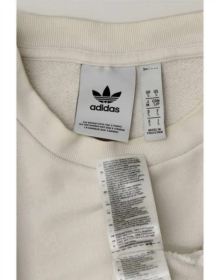 ADIDAS Mens Graphic Sweatshirt Jumper Pequeno Algodão Branco