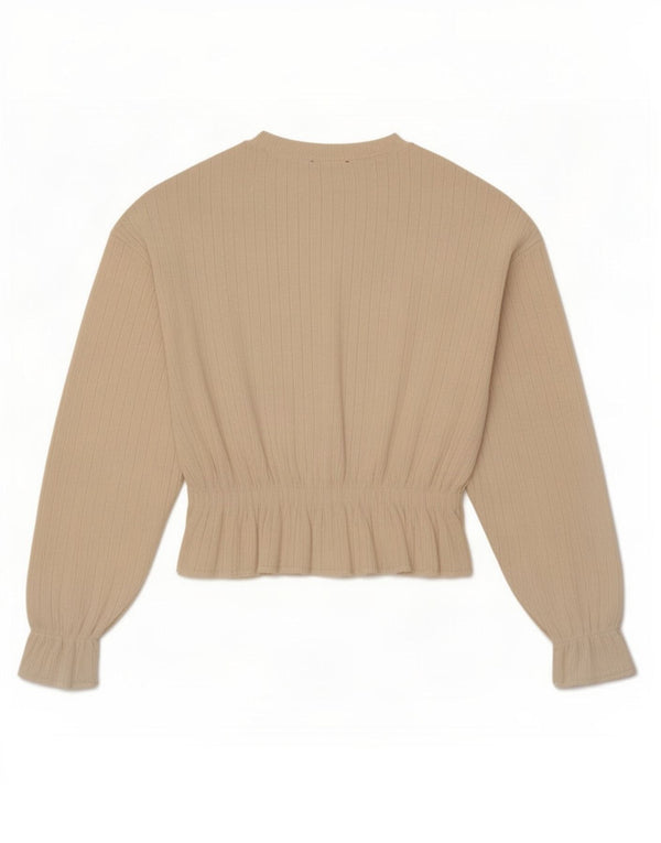Blusa feminina Zara com ajuste relaxado, Reino Unido 10, pequeno, bege, poliéster