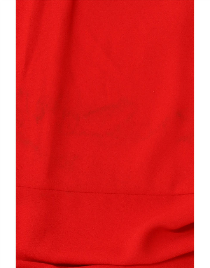 Vestido feminino ZARA manga comprida evasê Reino Unido 12 poliéster vermelho médio