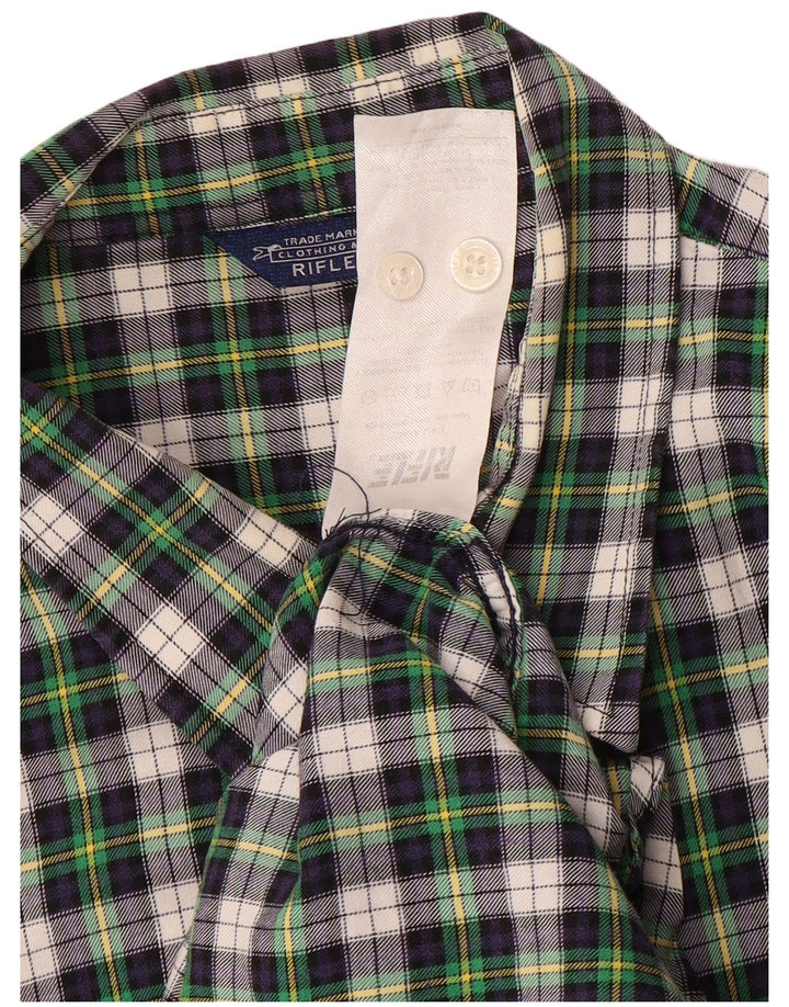 Camisa masculina de flanela Rifle de algodão xadrez verde médio