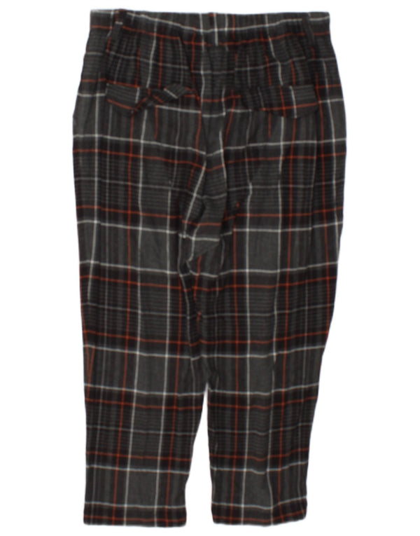 Zara Calça capri feminina cintura alta cônica grande W30 L21 cinza xadrez