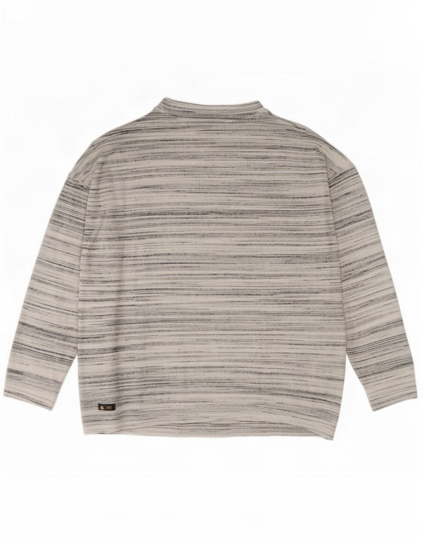 Blusa feminina Marks & Spencer folgada, Reino Unido 14, grande, listrada cinza
