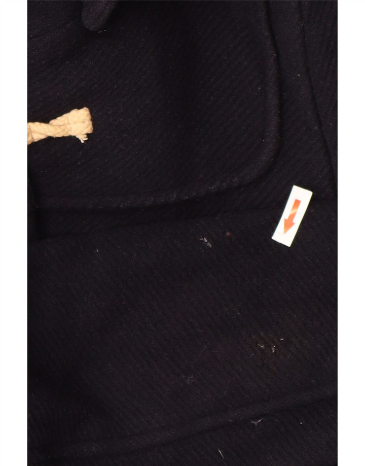 Casaco Duffle feminino com capuz Topshop Reino Unido 10 pequeno lã azul marinho