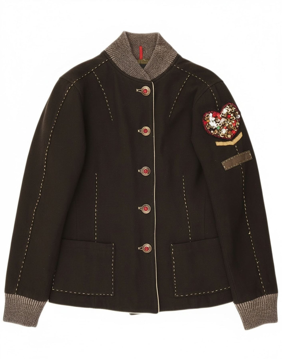 Jaqueta Bomber Feminina Calvin Klein UK 14 Lã Cáqui Grande