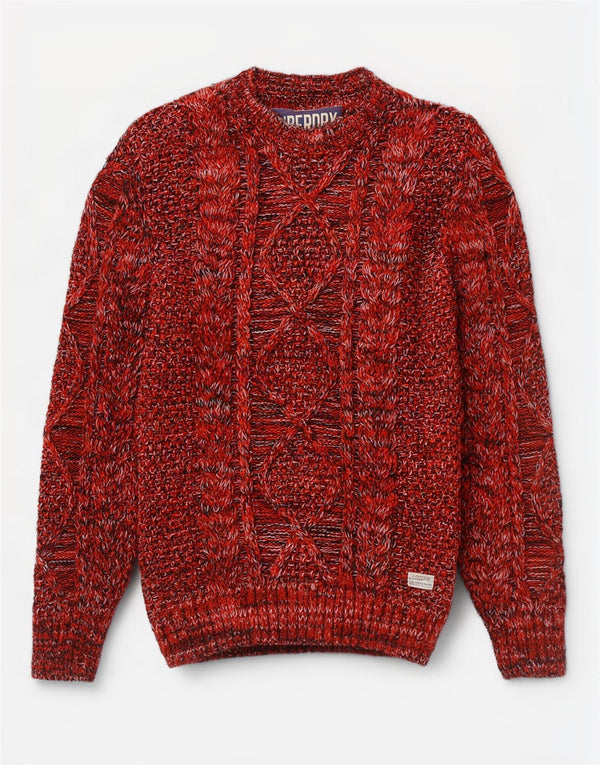 Suéter masculino Superdry com gola canoa e acrílico manchado vermelho médio